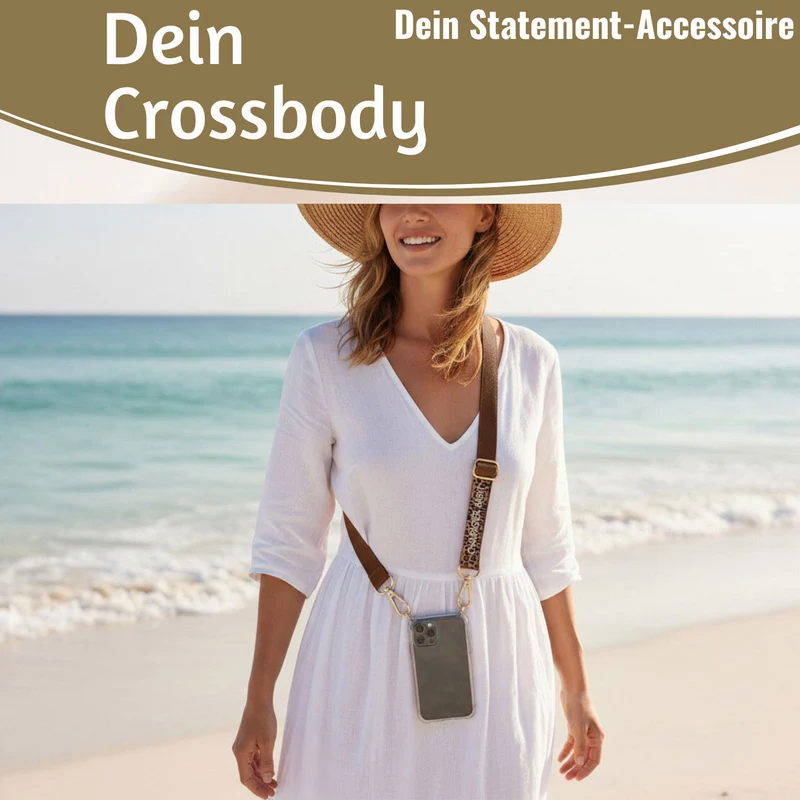 Crossbody Handykette Champagner Baby Leo 2 Karabiner zum Umhängen Smartphones