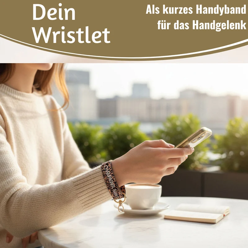 Crossbody Handykette Champagner Baby Leo 2 Karabiner zum Umhängen Smartphones