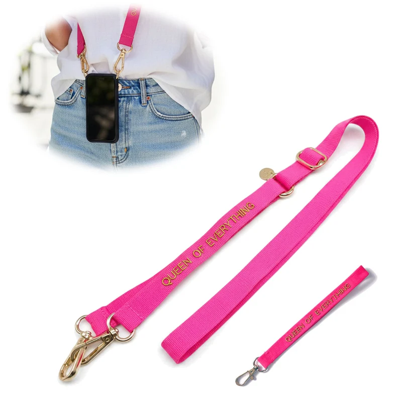 Crossbody Handykette Queen Pink Gold 2 Karabiner zum Umhängen Smartphones