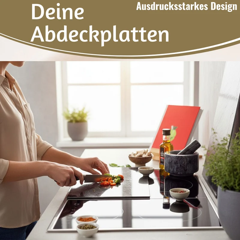 2´er Set ESG Glas Herdabdeckplatten Schiefer 52x30cm Glasschneidebrett Schneidebrett