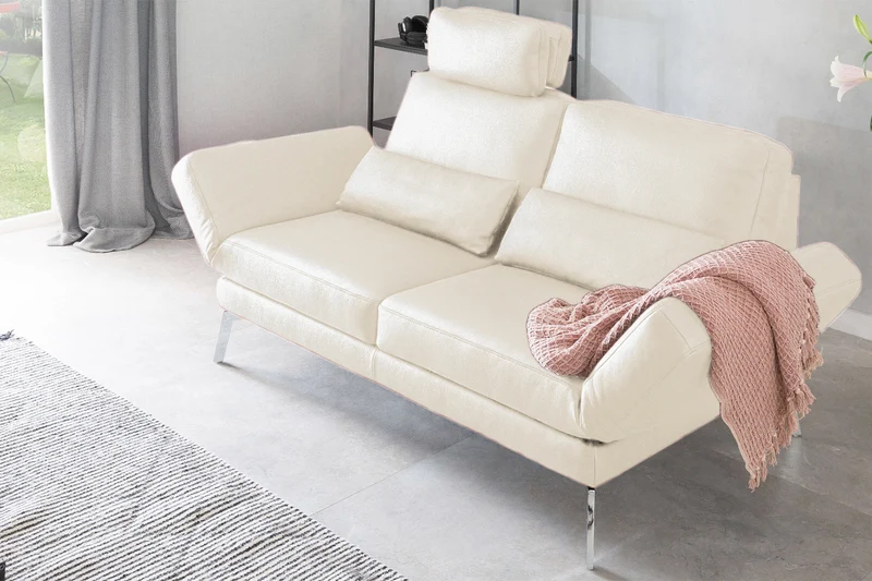 B-Ware KAWOLA Sofa HURRICANE 2-Sitzer Leder weiß