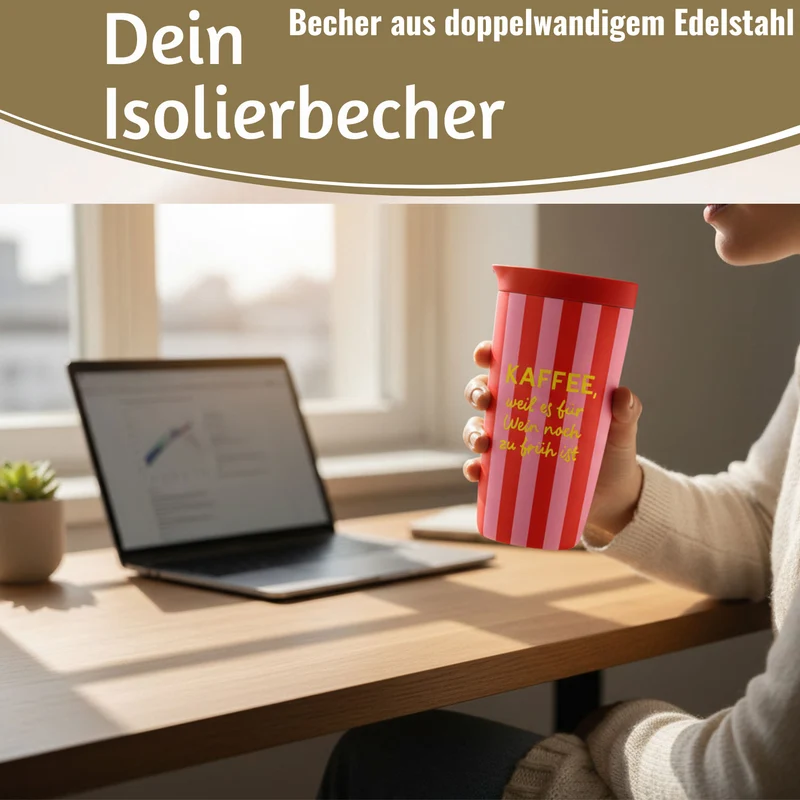 Edelstahl Thermobecher 350ml Kaffee Wein Coffee to Go Becher Kaffeebecher Tee
