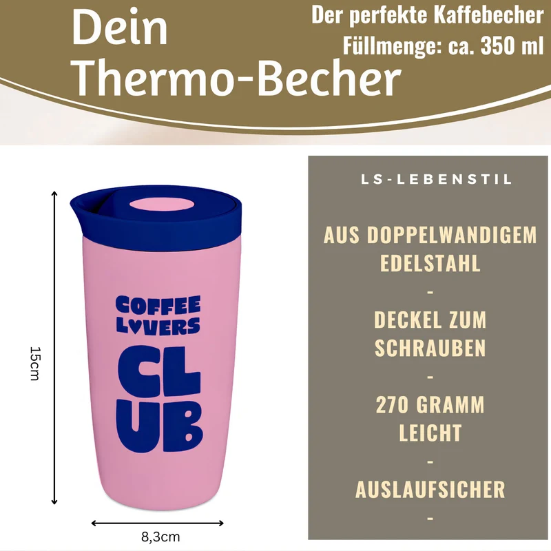 Edelstahl Thermobecher 350ml Coffee Lovers Coffee to Go Becher Kaffeebecher Tee