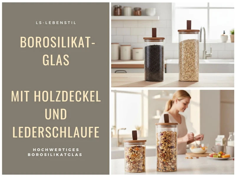 Vorratsdosen 2´er Set aus Glas mit Deckel Vorratsglas Luftdicht Küche Organizer
