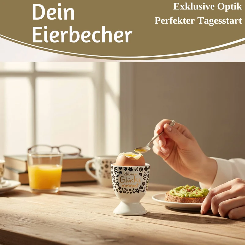 Eierbecher Echt-Gold Spruch "kleiner Glücksmoment" Gute Laune Eierhalter
