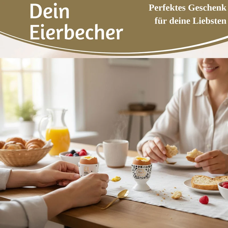 Eierbecher Echt-Gold Spruch "kleiner Glücksmoment" Gute Laune Eierhalter