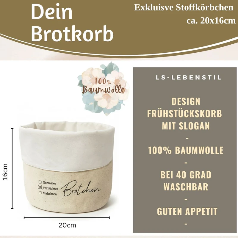 Design Brotkorb Stoffkörbchen Brötchen 100% Baumwolle Brotkörbchen Brötchen
