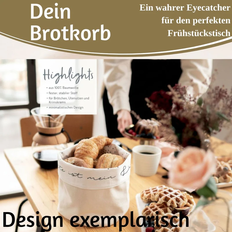 Design Brotkorb Stoffkörbchen Brötchen 100% Baumwolle Brotkörbchen Brötchen