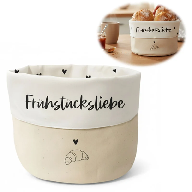 Design Brotkorb Stoffkörbchen Frühstücksliebe 100% Baumwolle Brotkörbchen Brötchen