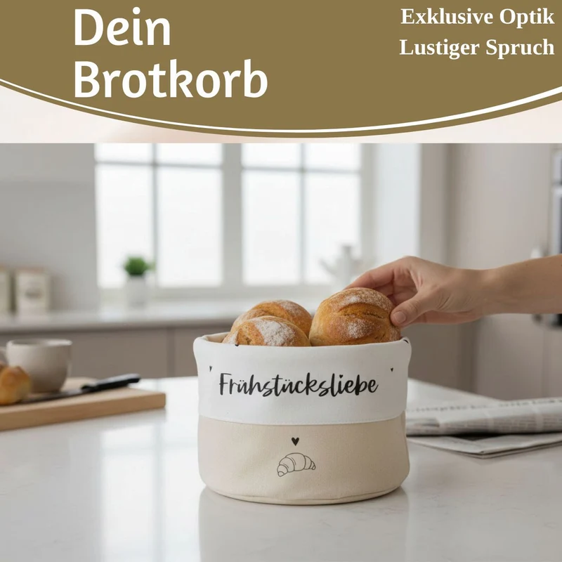 Design Brotkorb Stoffkörbchen Frühstücksliebe 100% Baumwolle Brotkörbchen Brötchen