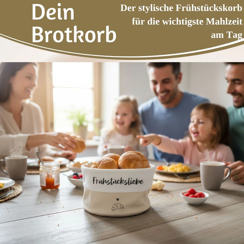 Design Brotkorb Stoffkörbchen Frühstücksliebe 100% Baumwolle Brotkörbchen Brötchen