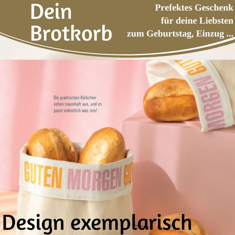 Design Brotkorb Stoffkörbchen Frühstücksliebe 100% Baumwolle Brotkörbchen Brötchen
