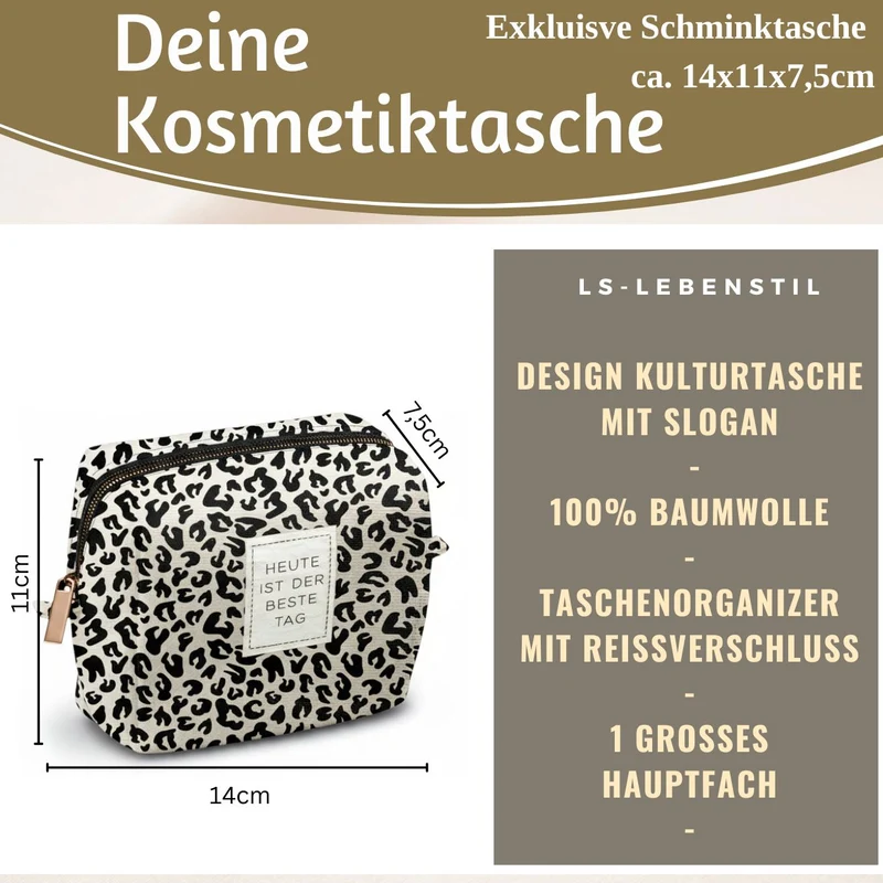 Kosmetiktasche Leo 14x11cm kleine Schminktasche Kulturtasche Waschtasche