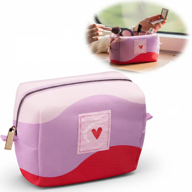 Kosmetiktasche Herz 14x11cm kleine Schminktasche Kulturtasche Waschtasche