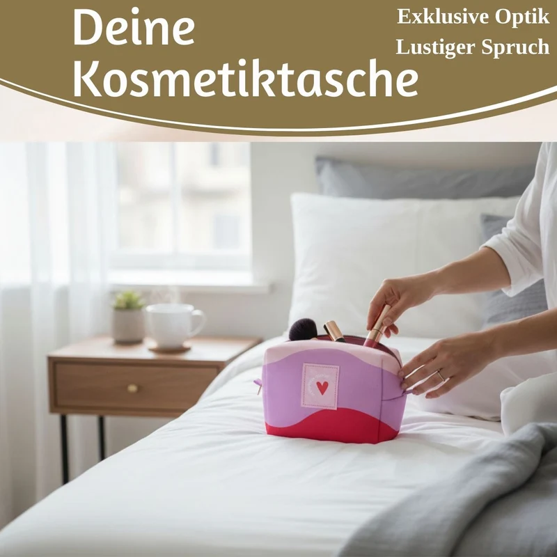 Kosmetiktasche Herz 14x11cm kleine Schminktasche Kulturtasche Waschtasche