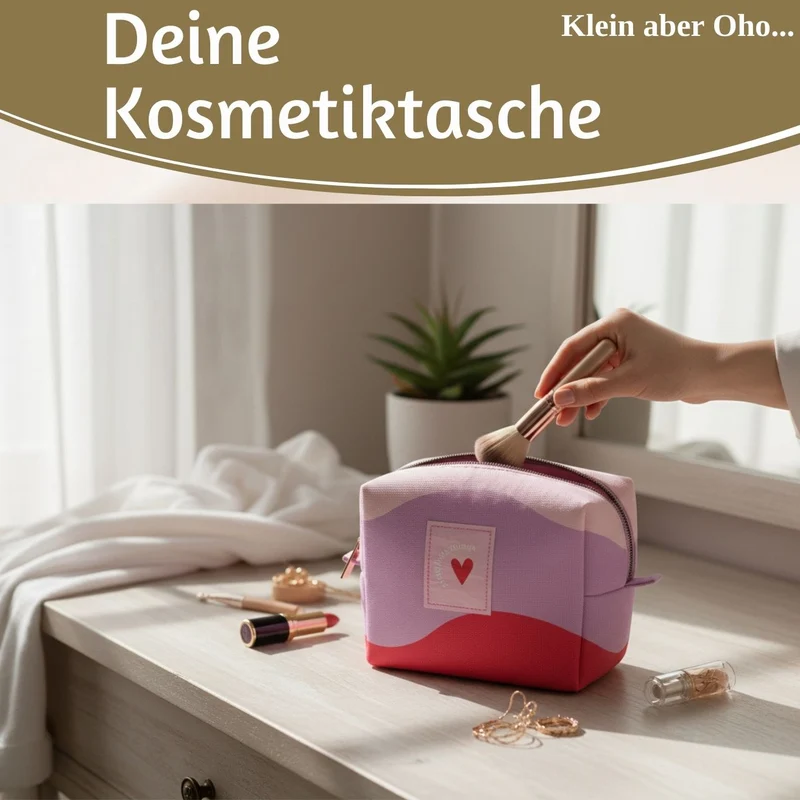 Kosmetiktasche Herz 14x11cm kleine Schminktasche Kulturtasche Waschtasche