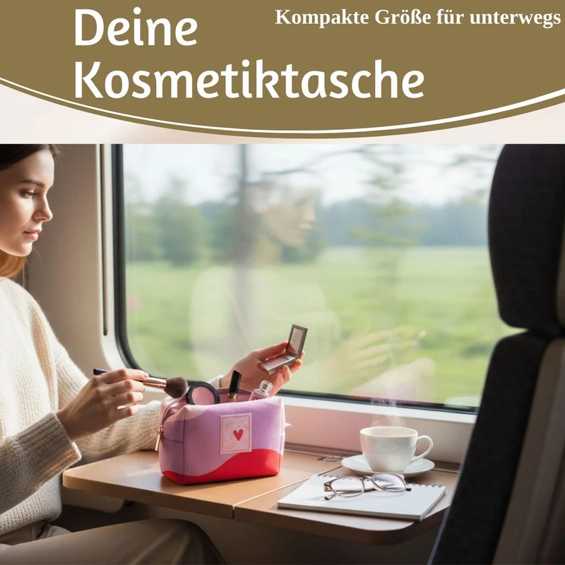Kosmetiktasche Herz 14x11cm kleine Schminktasche Kulturtasche Waschtasche