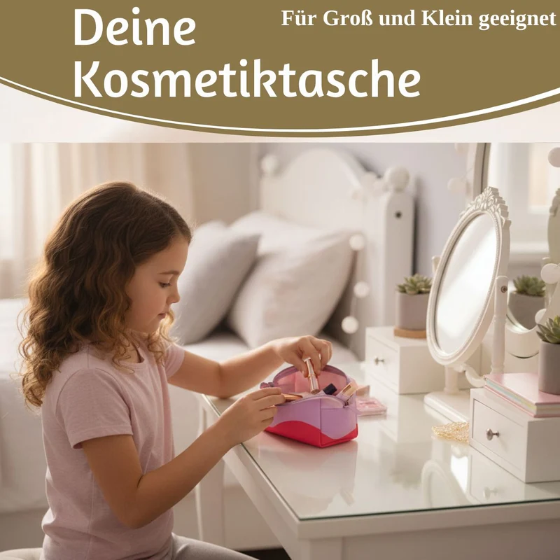 Kosmetiktasche Herz 14x11cm kleine Schminktasche Kulturtasche Waschtasche