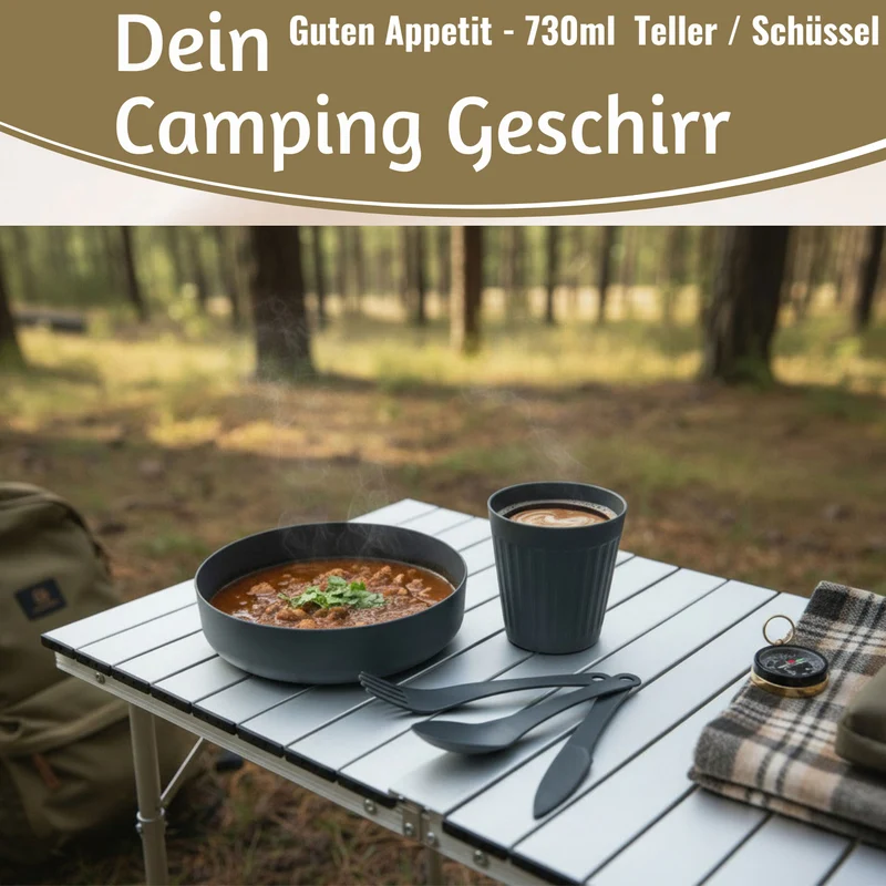 6-teiliges Picknick-Set Tragetasche Camping Geschirr Besteck Mehrweggeschirr