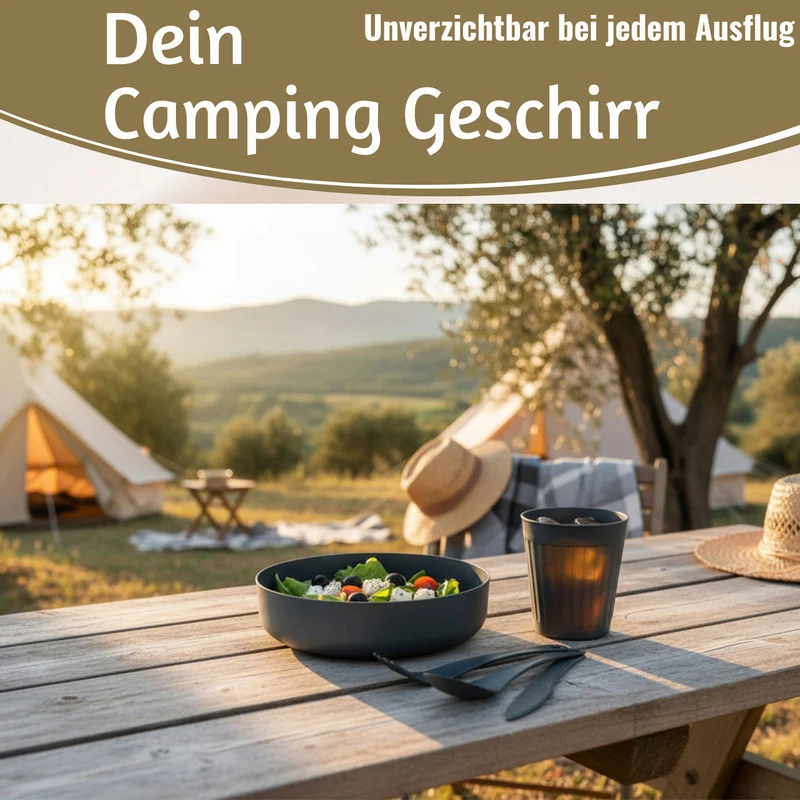 6-teiliges Picknick-Set Tragetasche Camping Geschirr Besteck Mehrweggeschirr