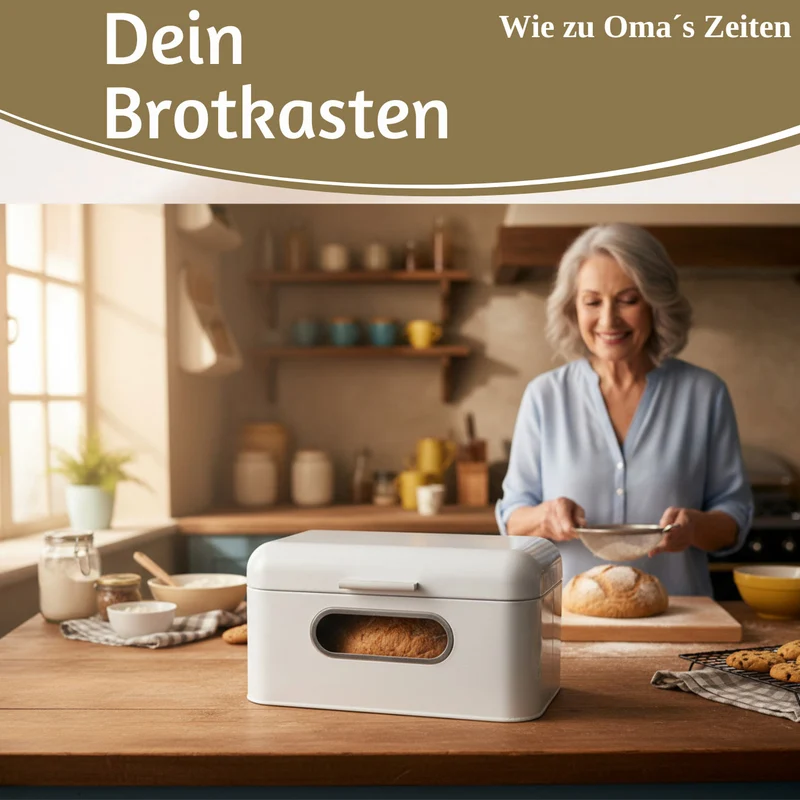Vintage Brotkasten Weiß 30cm Metall mit Deckel Retro Brotbox Aufbewahrungskorb