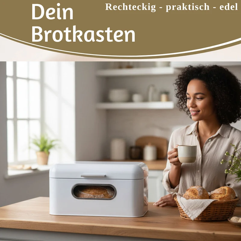 Vintage Brotkasten Weiß 30cm Metall mit Deckel Retro Brotbox Aufbewahrungskorb