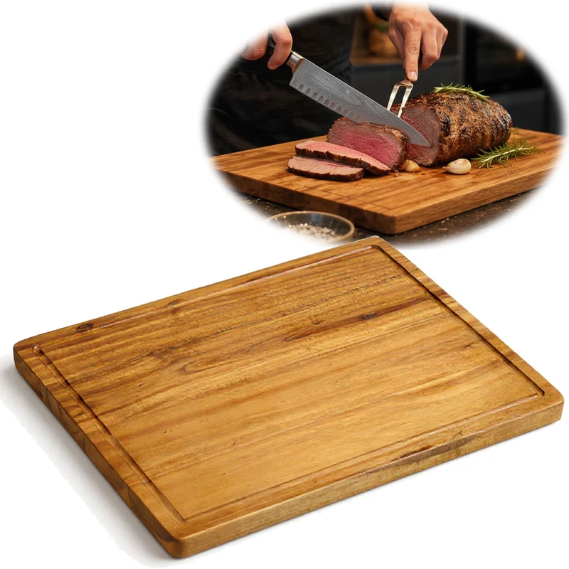 Profi Holz Schneidebrett 47x36cm XL Akazie Küchenbrett Tranchierbrett