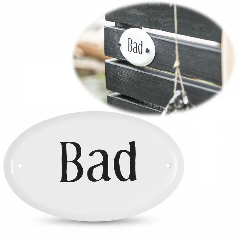 Vintage Metall Türschild Bad 9x5,5cm Dekoschild Nostalgieschild Schild