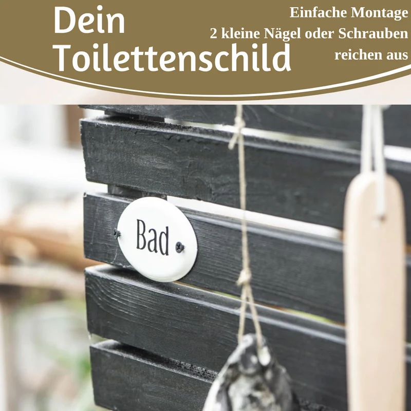 Vintage Metall Türschild Bad 9x5,5cm Dekoschild Nostalgieschild Schild