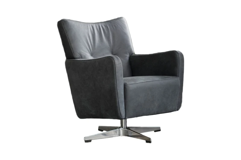 B-Ware KAWOLA Sessel ALINE Drehsessel Sessel Leder schwarz 68x87x72cm (B/H/T)
