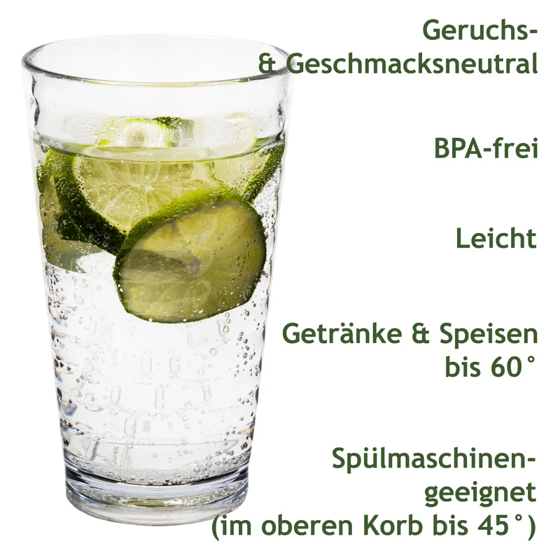 Melamin Geschirr Set Adria Blue für 4 Personen - 16 Teile Blau - mit blauem Trinkglas 400 ml aus Acryl Steingutoptikgeschirr