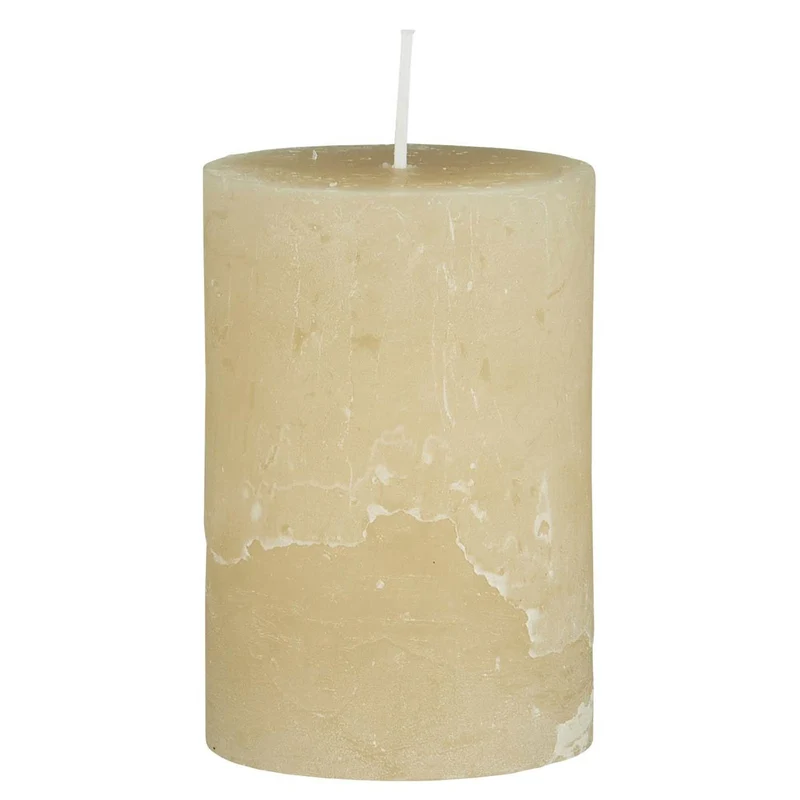 Exklusive Stumpenkerze 10x6,8cm Ribe Rustik Creme Grau - Made in EU - Wachskerze