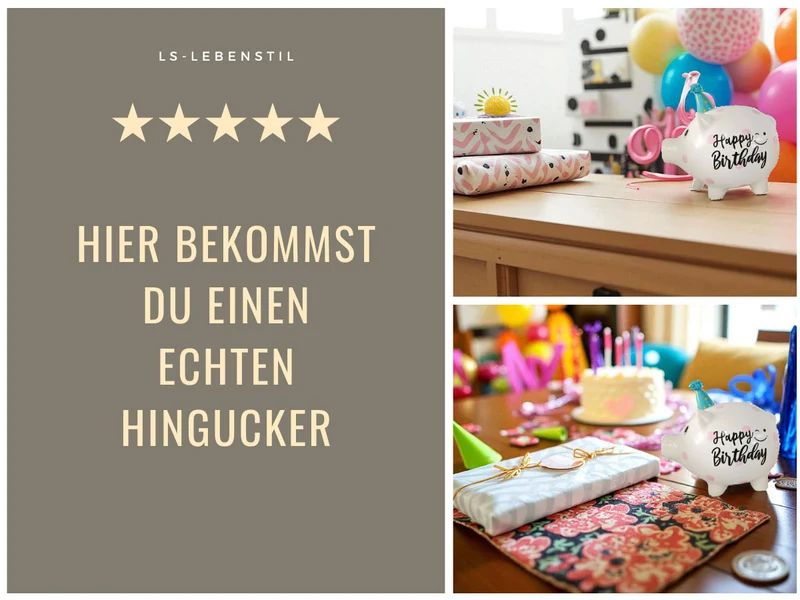 Keramik Sparschwein Blau Schwein 14x11cm Happy Birthday mit Partyhut Spardose
