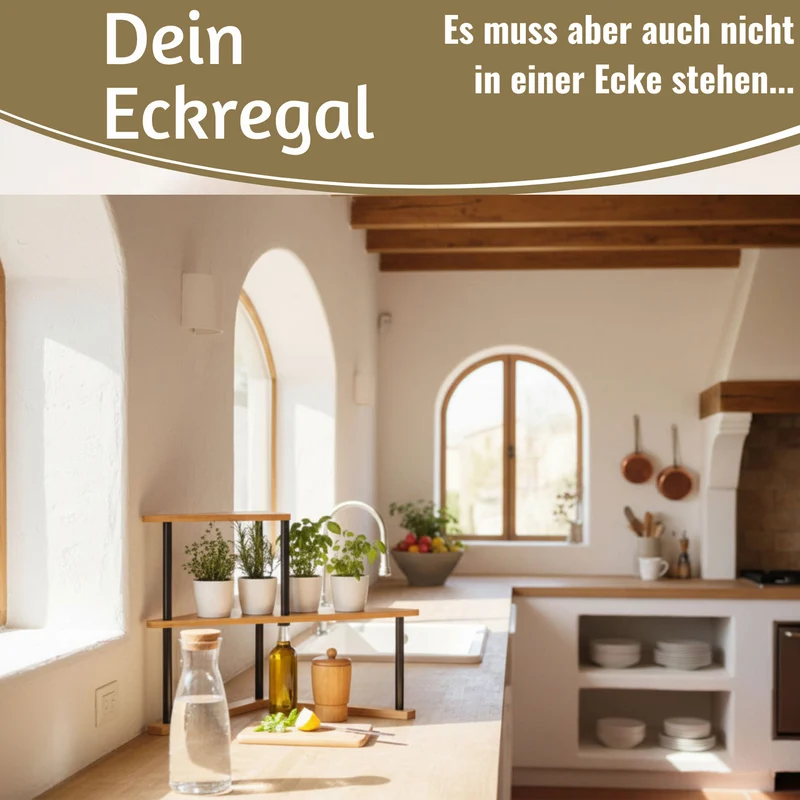 Holz Küchenregal Eckregal 39x52cm Metall stehend Aufbewahrungsregal Gewürzregal