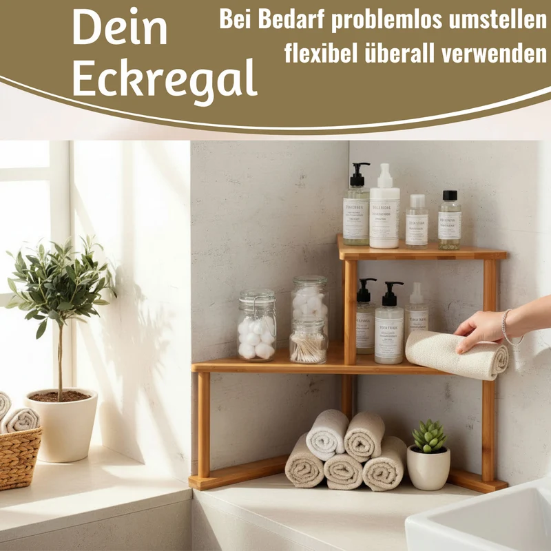 Holz Küchenregal Eckregal 39x52cm stehend Aufbewahrungsregal Gewürzregal