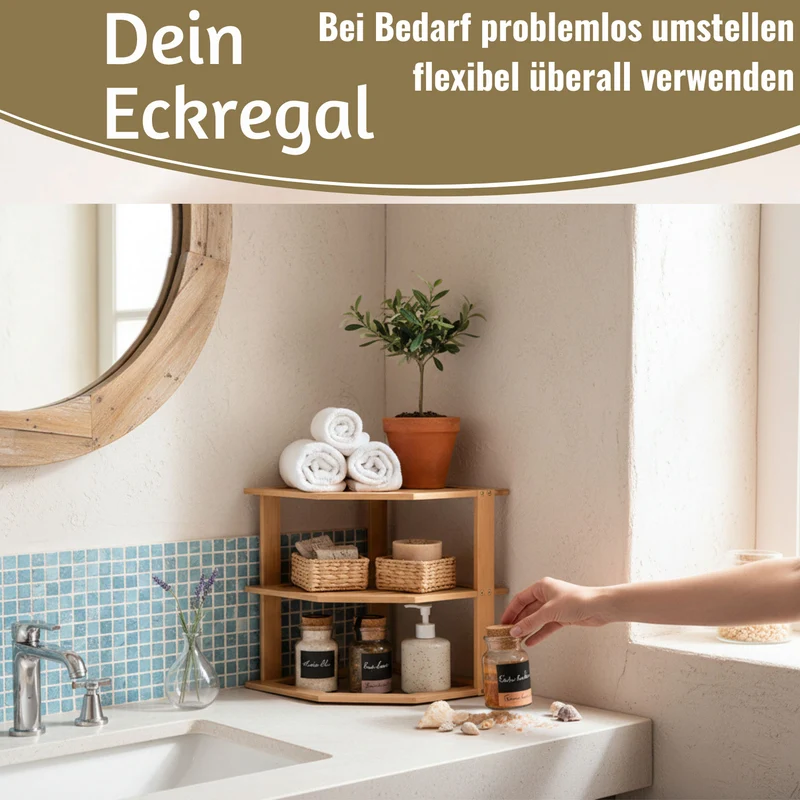 Küchenregal Eckregal Holz 27x25cm stehend Aufbewahrungsregal Gewürzregal