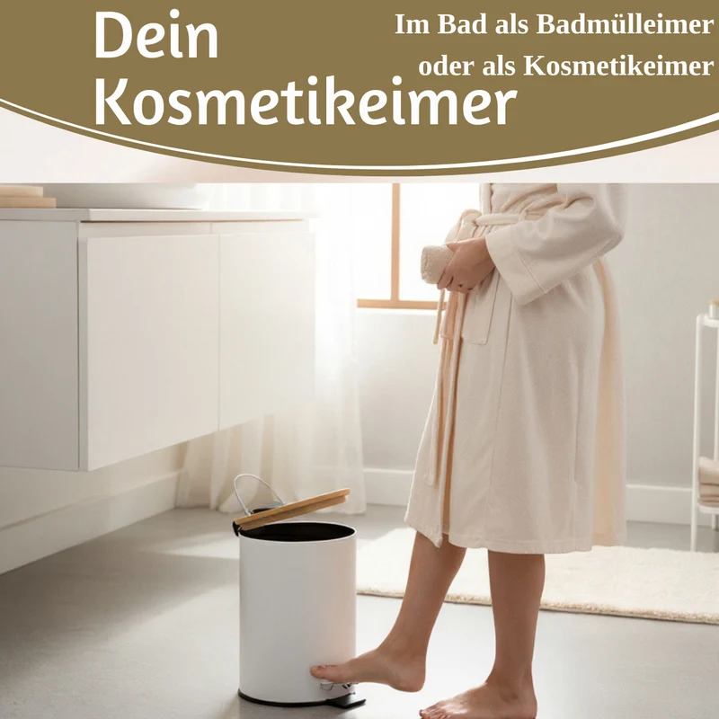 Tretmülleimer Papierkorb 3L Weiß Soft Close Rund Kosmetikeimer Fußpedal Mülleimer