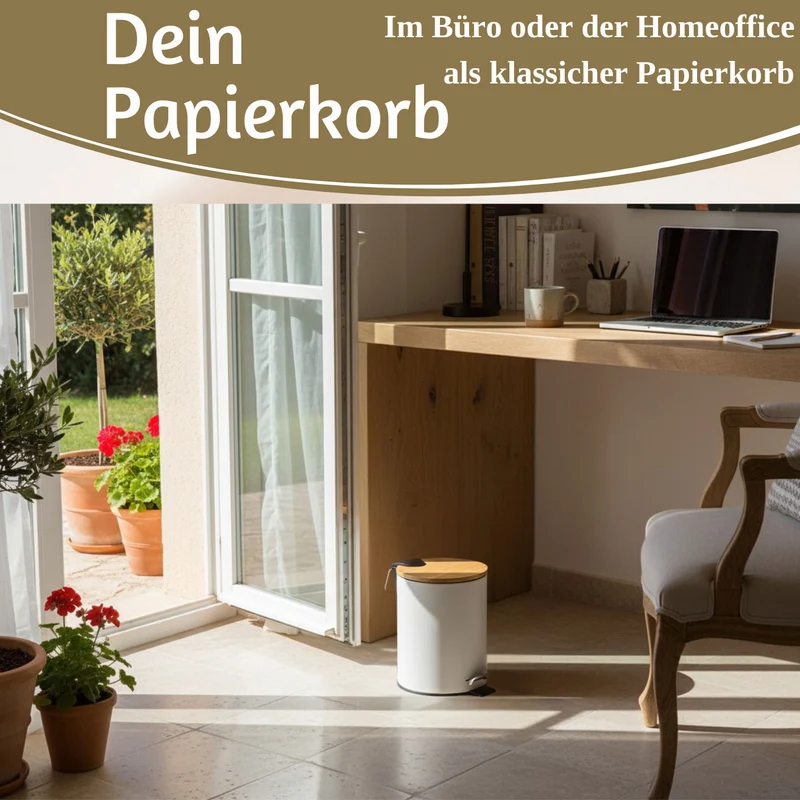 Tretmülleimer Papierkorb 3L Weiß Soft Close Rund Kosmetikeimer Fußpedal Mülleimer