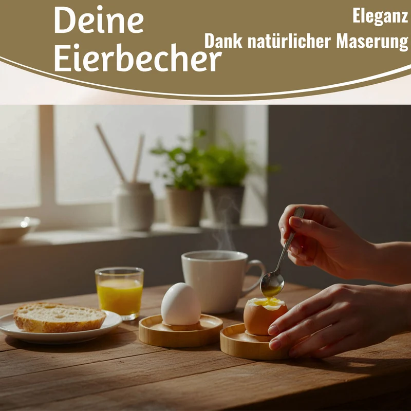 Holz Eierbecher 4´er Set Bambus Natürliche Optik Eierhalter Eihalter Dipschale