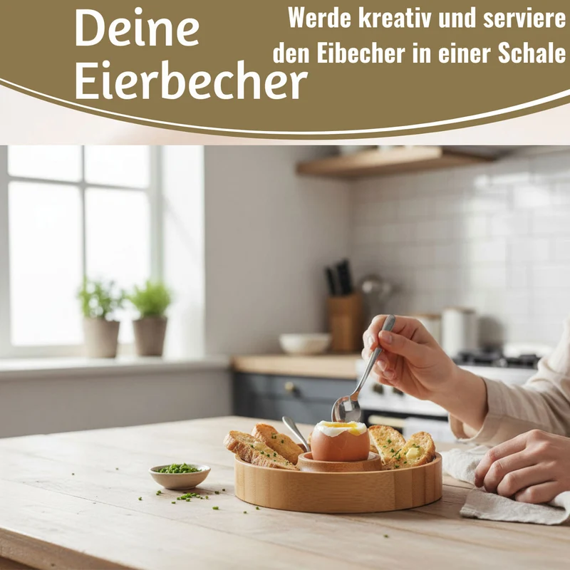 Holz Eierbecher 4´er Set Bambus Natürliche Optik Eierhalter Eihalter Dipschale