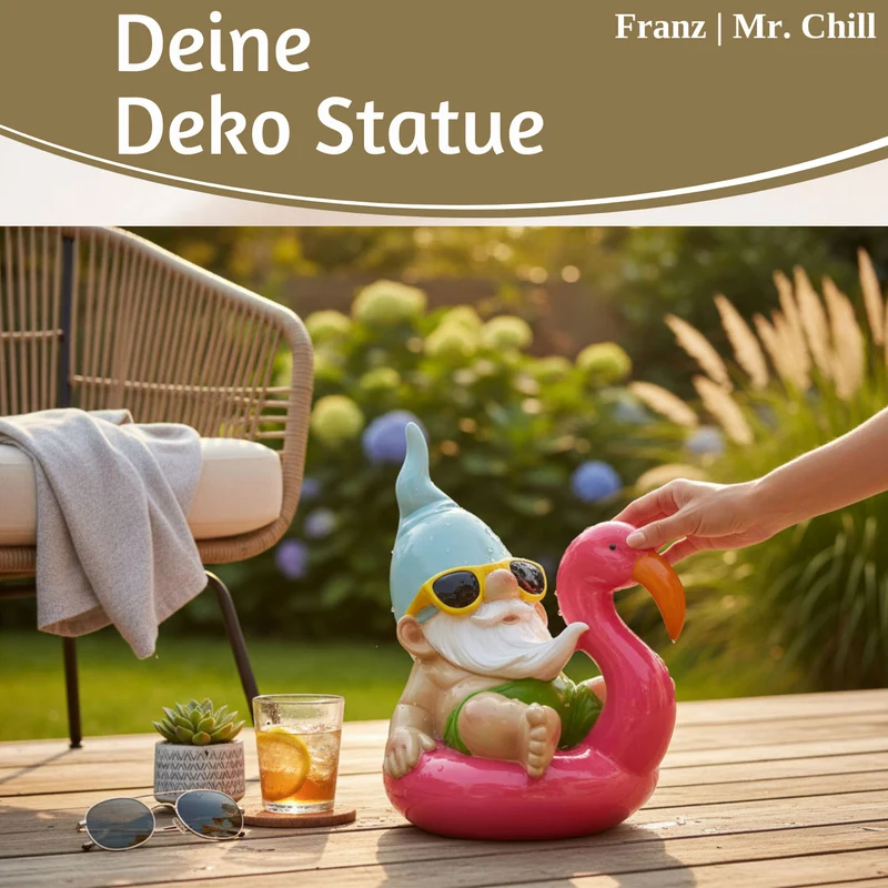XL Deko Figur Gartenzwerg Pink sitzend 17cm Gnom Skulptur Gartenstatue Statue Objekt