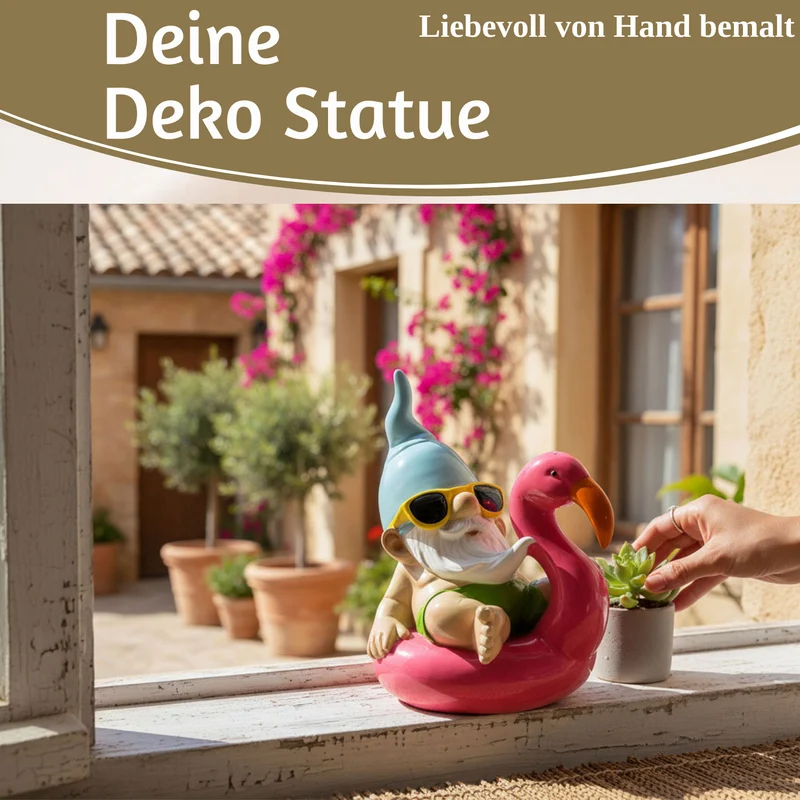 XL Deko Figur Gartenzwerg Pink sitzend 17cm Gnom Skulptur Gartenstatue Statue Objekt