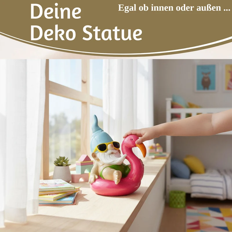 XL Deko Figur Gartenzwerg Pink sitzend 17cm Gnom Skulptur Gartenstatue Statue Objekt