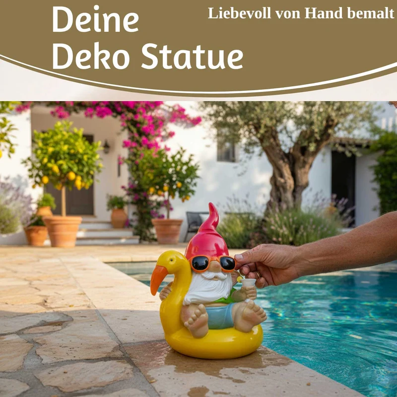 XL Deko Figur Gartenzwerg Gelb sitzend 17cm Gnom Skulptur Gartenstatue Statue Objekt