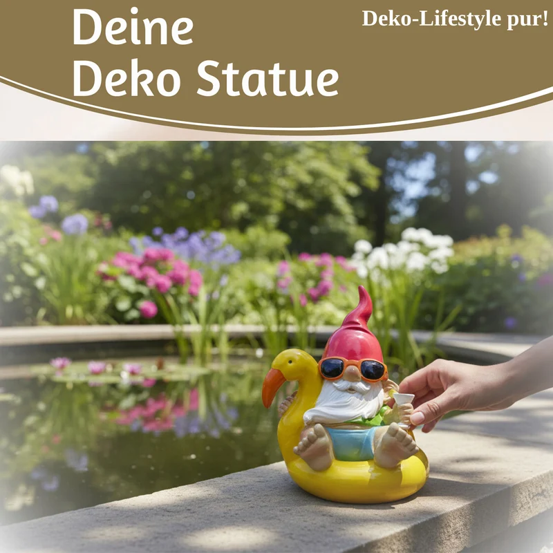 XL Deko Figur Gartenzwerg Gelb sitzend 17cm Gnom Skulptur Gartenstatue Statue Objekt