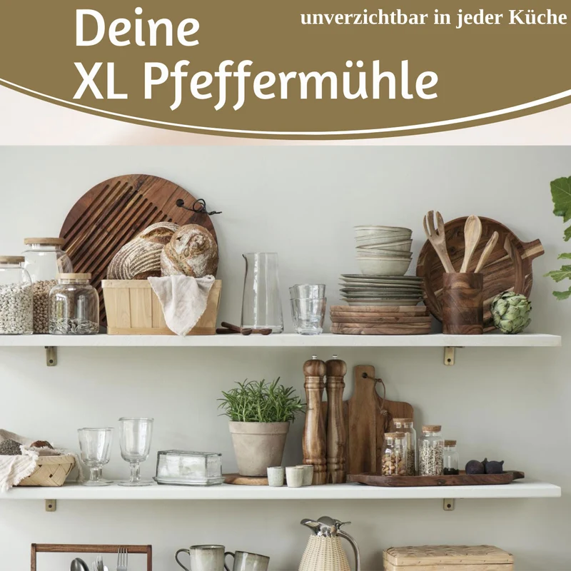 Design XL Holz Salzmühle & Pfeffermühle Akazie 32cm Keramikmahlwerk Gewürzmühle