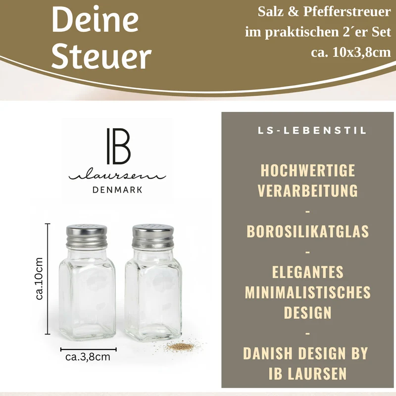 2-fach Glas Salzstreuer Pfefferstreuer Set 10cm Silber / Transparent