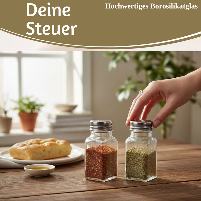 2-fach Glas Salzstreuer Pfefferstreuer Set 10cm Silber / Transparent