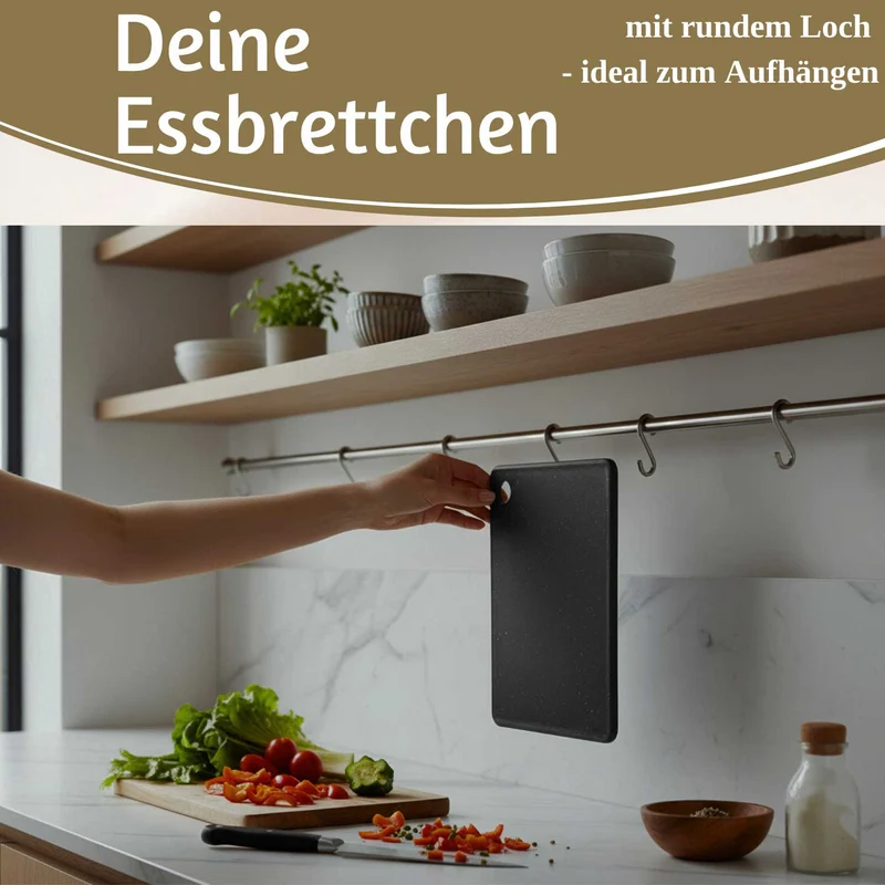 6x Kunststoff Essbrettchen 23x16cm 6´er Set Granit Optik Frühstücksbrettchen