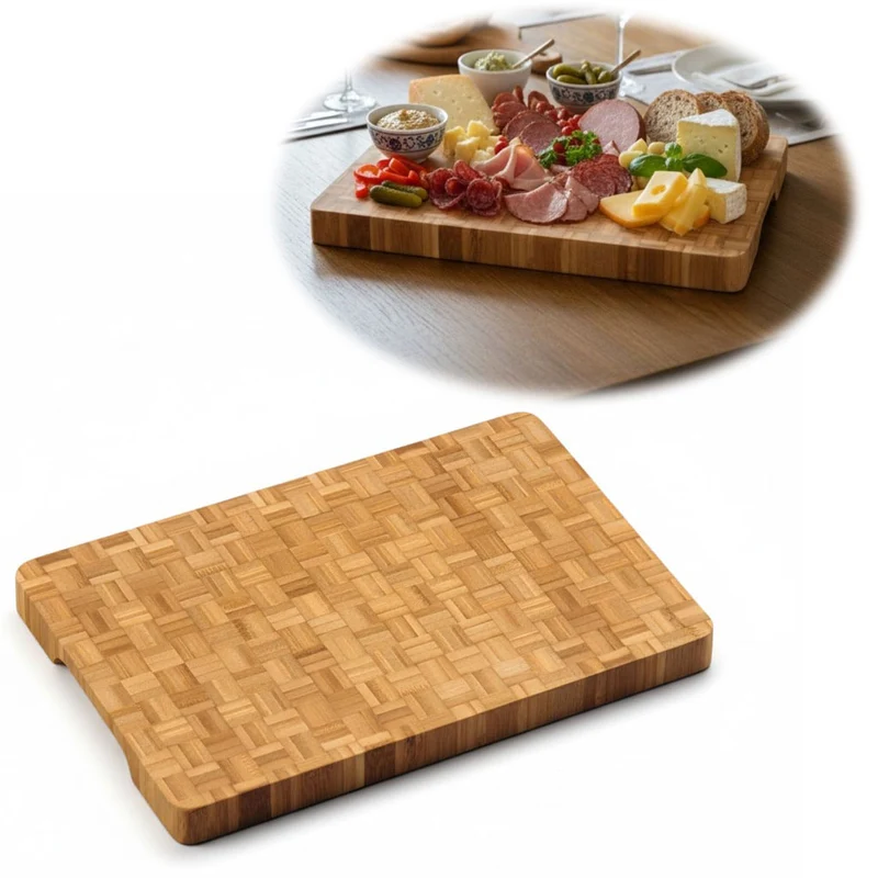Profi Holz Schneidebrett Stirnholz 36cm XL Bambus Küchenbrett Tranchierbrett